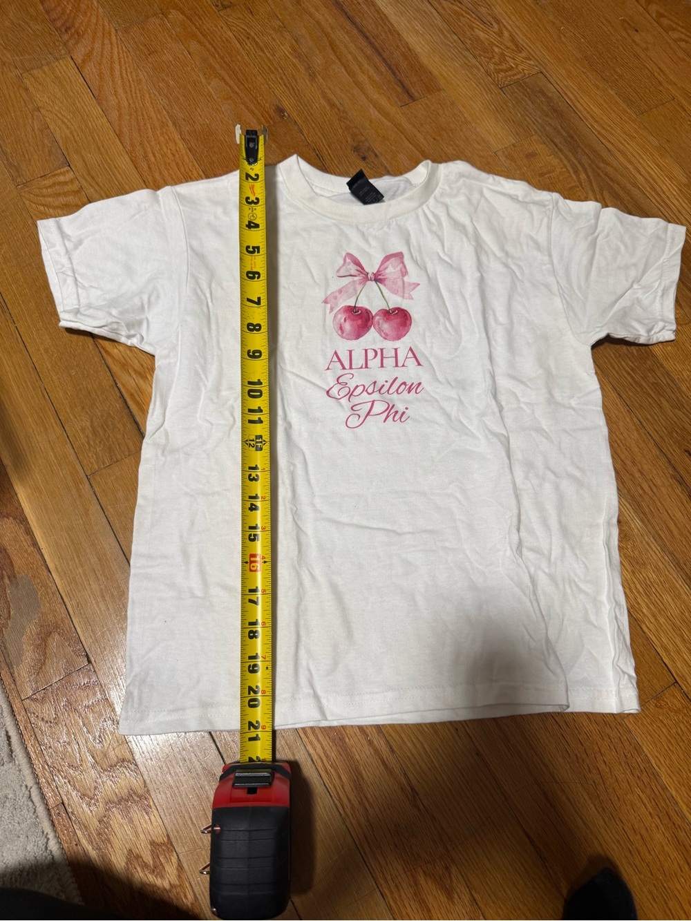 Gildan White Kids Tee with Pink Cherry Graphic